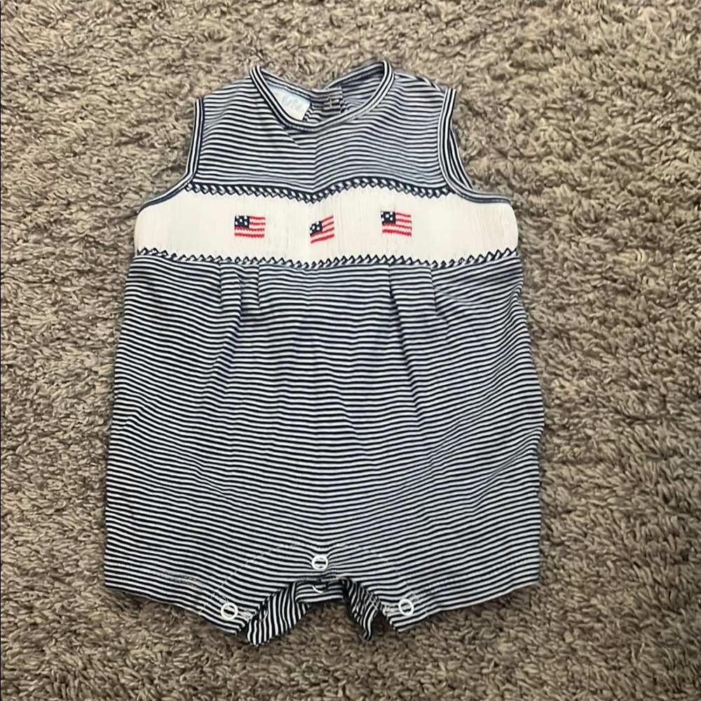 American Flag Striped Sleeveless Baby Romper